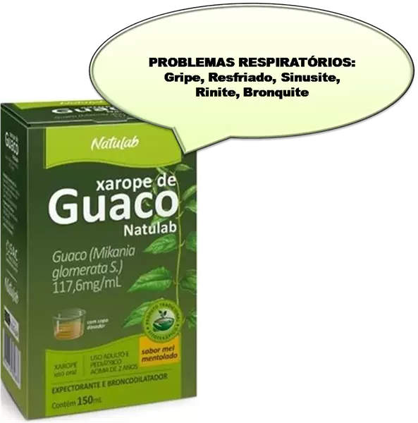 Imagem de Xarope de Guaco - Natulab 117,6mg/mL, caixa com 1 frasco com 150mL de xarope