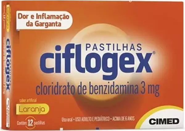Imagem de PASTILHA PARA GARGANTA CIFLOGEX SABOR LARANJA COM 12 UNIDADES