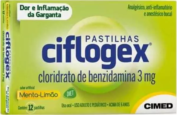 Imagem de PASTILHAS PARA GARGANTA CIFLOGEX DIET MENTA - LIMÃO COM 12 UNIDADES
