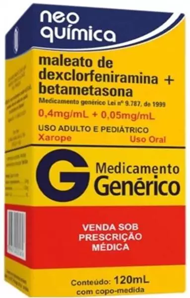 Mostrar detalhes para XAROPE DEXCLORFENIRAMINA+BETAMETASONA 120 ML Imagem de XAROPE DEXCLORFENIRAMINA+BETAMETASONA 120 ML
